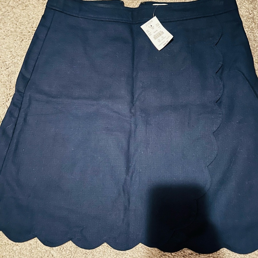 J. Crew Navy Blue Skirt with Scalloped Edge